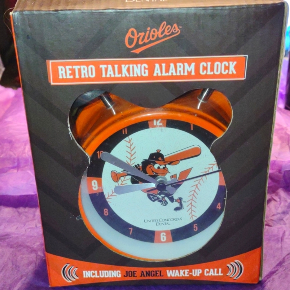 NIB Orioles Retro Talking Alarm Clock